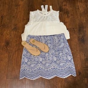 Loft scalloped embroidered eyelet skirt in 12